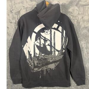 RARE Y2K Metal Mulisha Full Zip Graphic Grunge Hoodie Medium Black